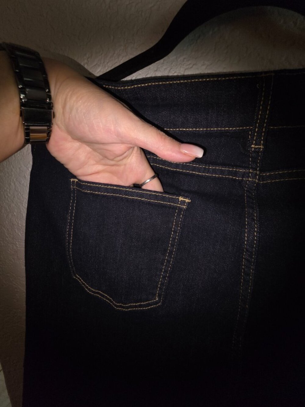 Dark Wash Wide Leg Trouser Jeans โ Size 12 โ High Rise โ Stretch - Picture 6 of 9